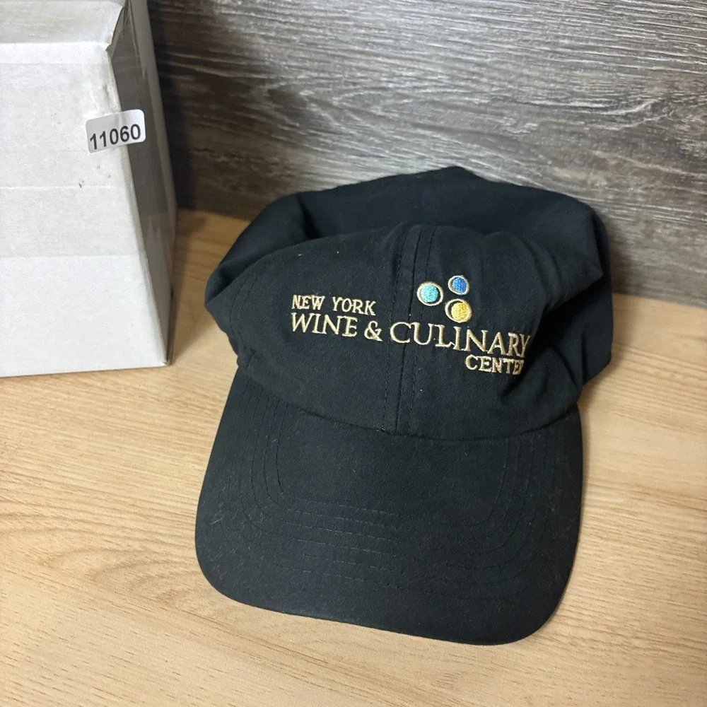 New York Wine Culinary Center Hat Cap Strap Back Black Lightweight Adjustable